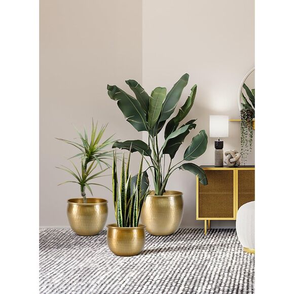 Serene Spaces Living Gold Brass Look Small Medium & Large Vintage Aluminum Vase - Picture 4 of 5